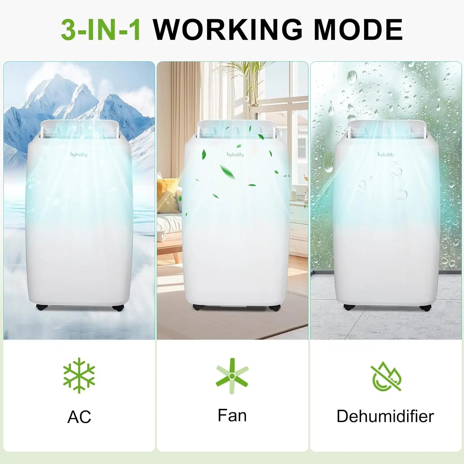 12,000 BTU Smart WiFi Portable Air Conditioner with Dehumidifier & 3-Speed Fan, 24H Timer, Sleep Mode, Auto Swing, Quiet AC Unit with Easy-Move Wheels & Window Kit for Rooms Up to 550 Sq.Ft