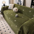 Chenille Camellia Floral Sofa Throw Cover Couch Blanket with Striped Jacquard