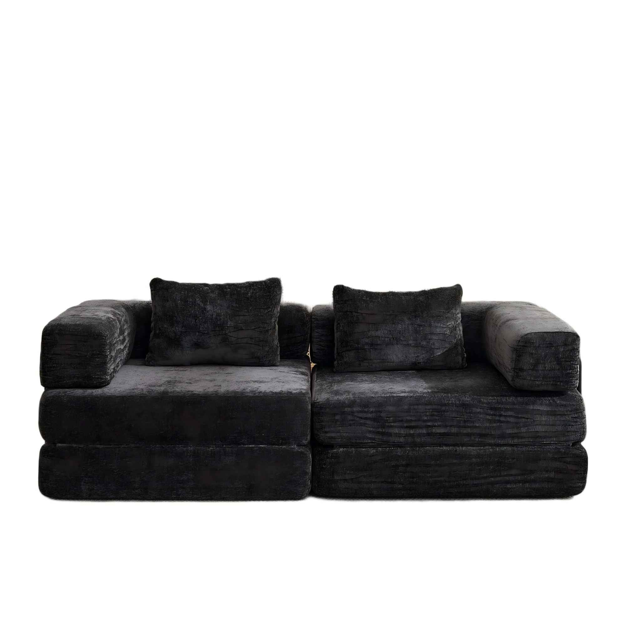 Convertible Floor Sofa Bed With Pillow Back Support Armrest