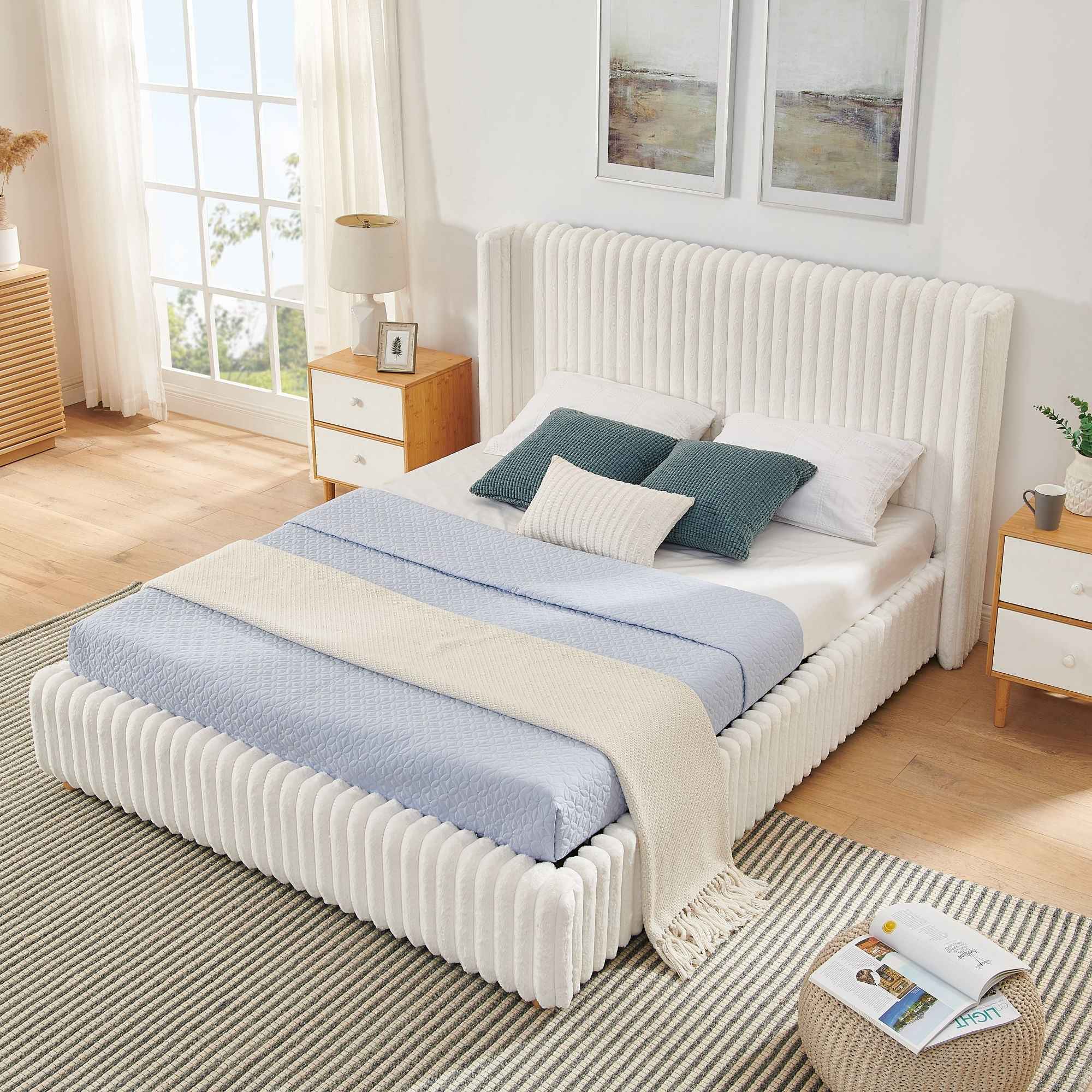 Functional Vertical Striped Bed With Gas Lift Storage