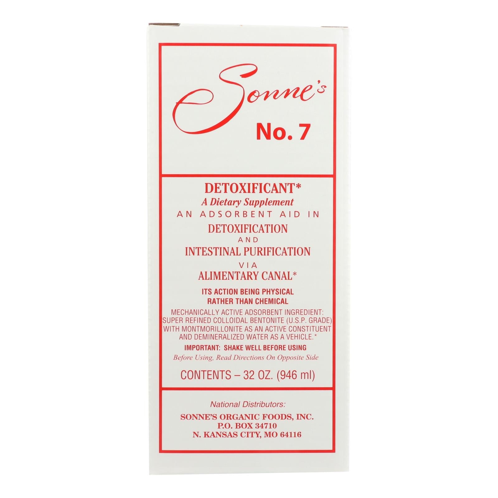 Sonne's Detoxification No. 7 - Powerful Liquid Herbal Supplement - 32 Fl. Oz.