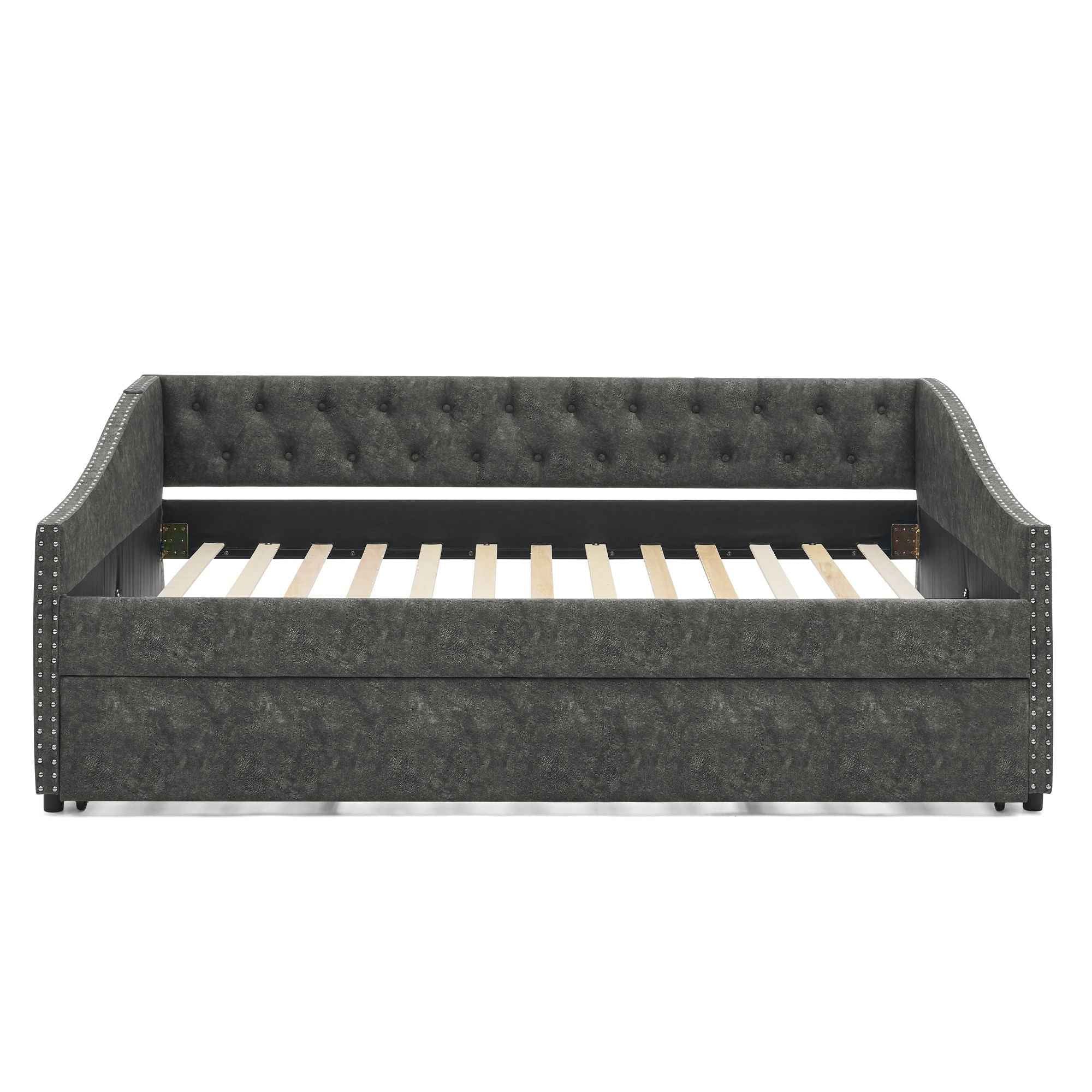 Upholstered Daybed With USB Charging & Pull Out Bed
