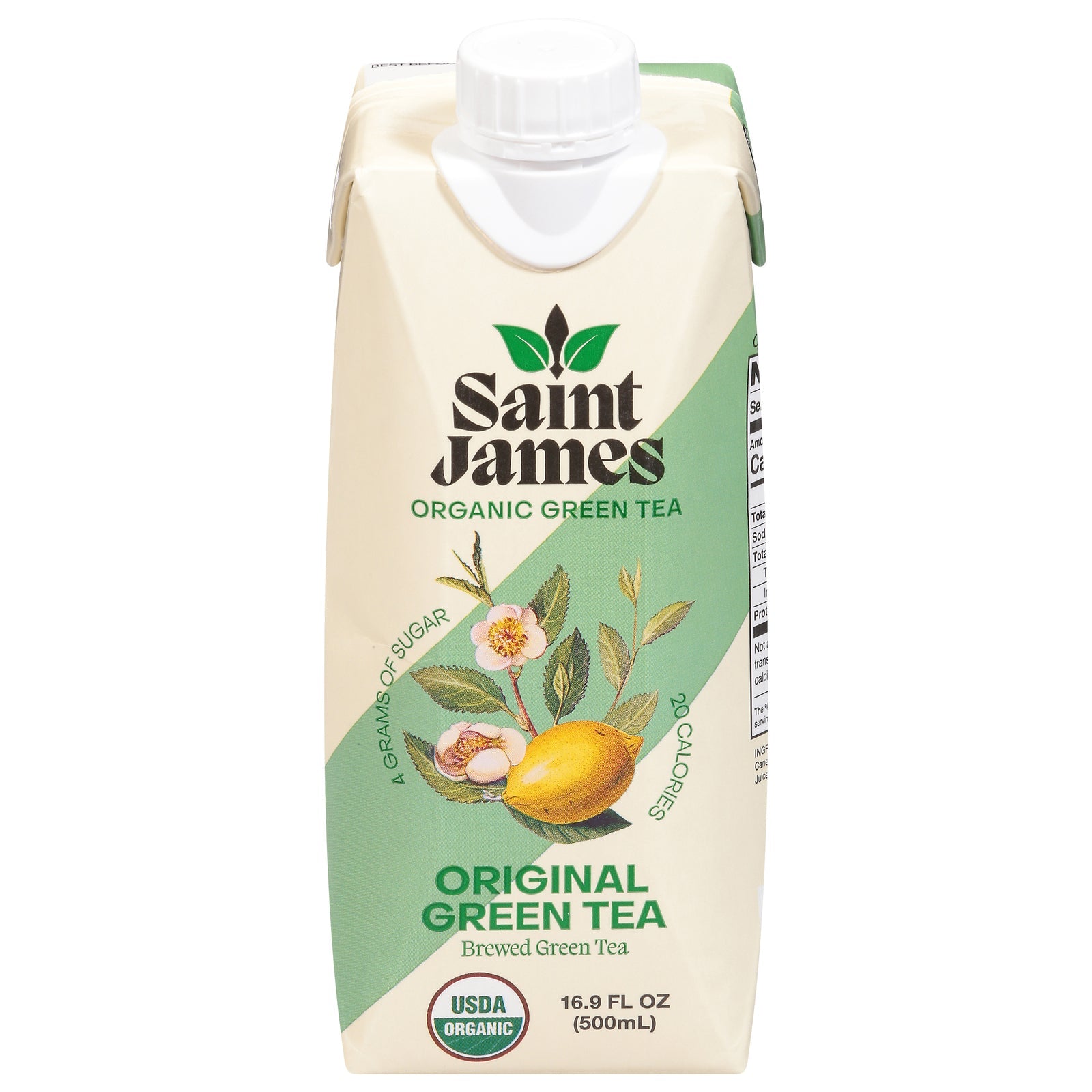 Saint James Organic Green Tea, Original Flavor - Case of 12 - 16.9 fl. oz. Bottles