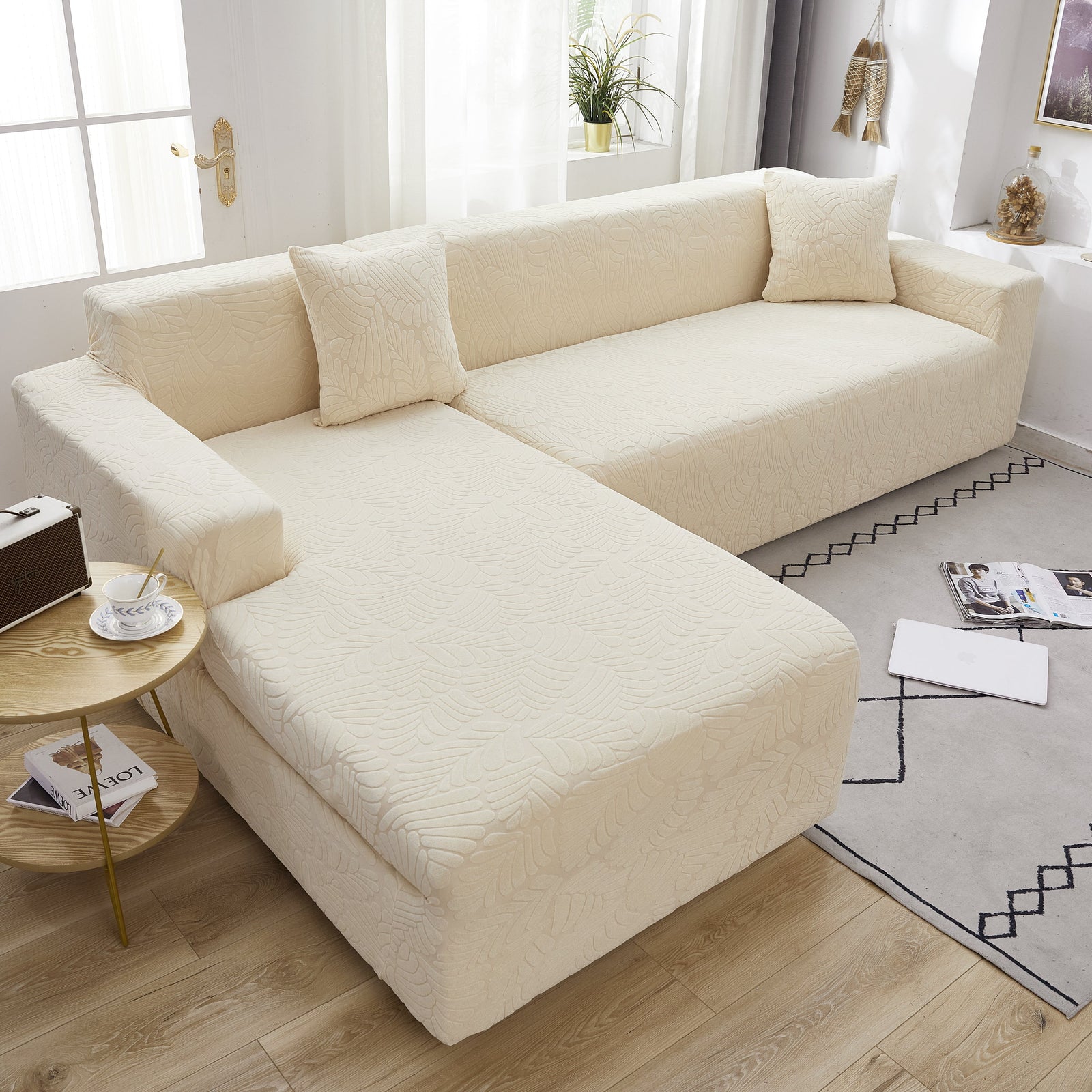 Stretch Couch Covers for 1/2/3/4/5 Seater L Shape Sofa Slipcovers with Elastic Bottom for Kids
