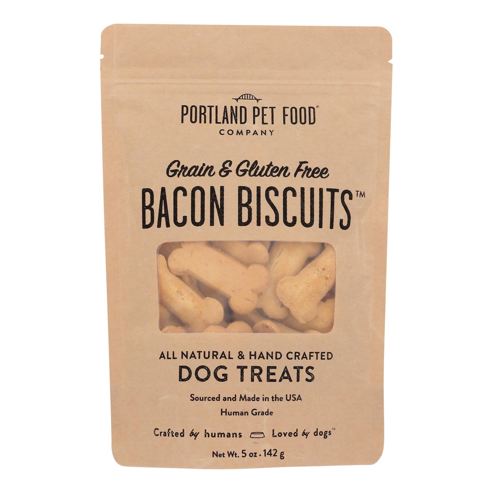 Portland Pet Food Company - Dog Treats Bacon Biscuits, Case of 6 - 5 Oz