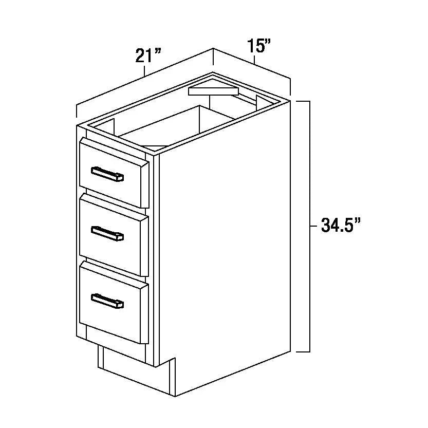 15 Inch White Shaker Vanity Drawer Base