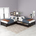 L Shaped Platform Bed With Trundle And Drawers Linked With Built In Desk