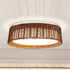 17" Traditional Brown Rattan Flush Mount Lighting with LED
