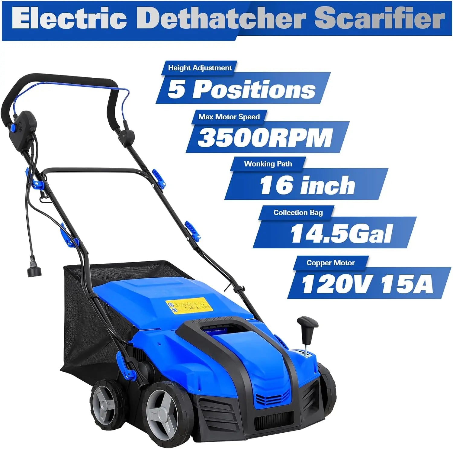 BILT HARD 15 Amp Electric Dethatcher & Scarifier: 16