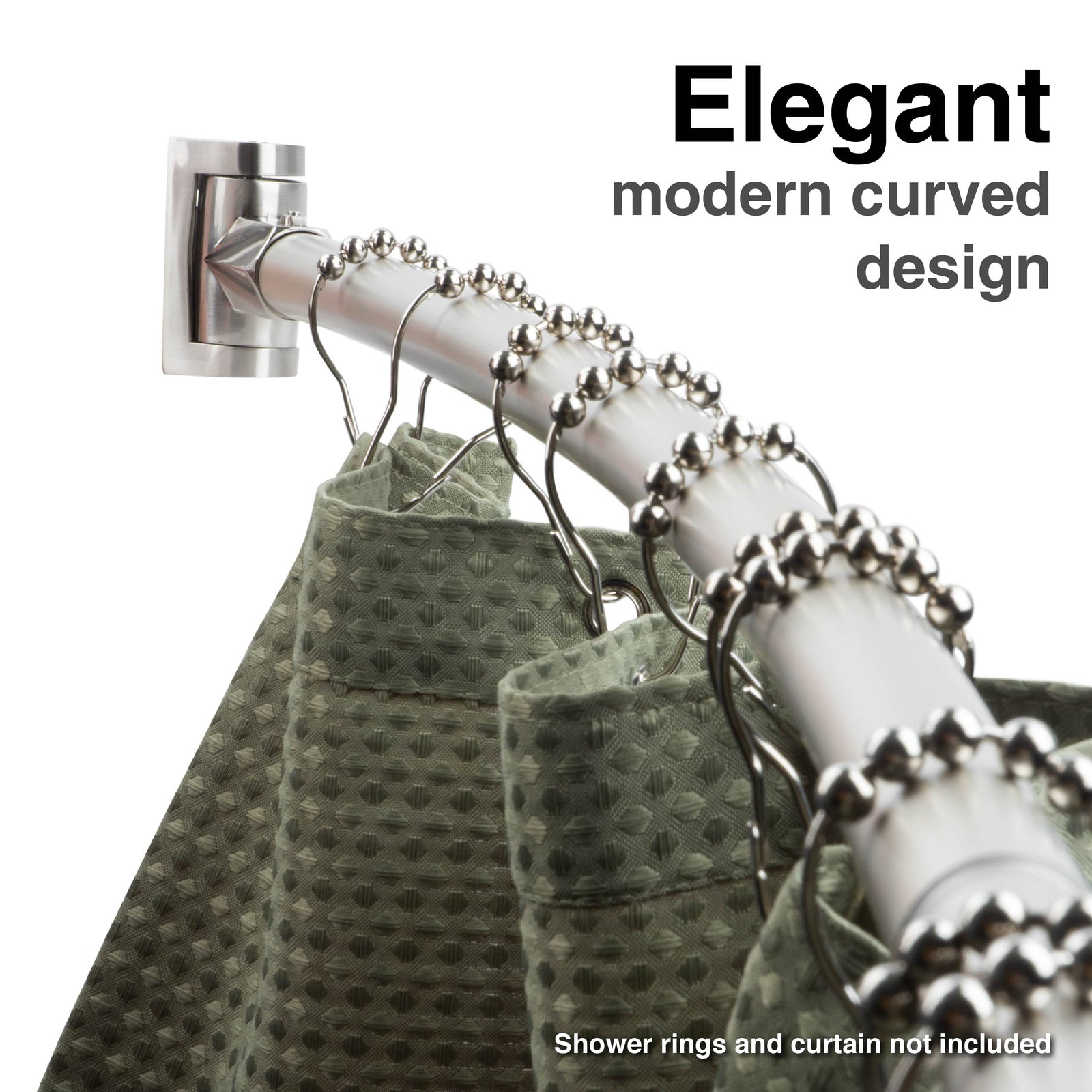 36 in. to 61 in. Curved Shower Rod (Brushed Nickel Finish)