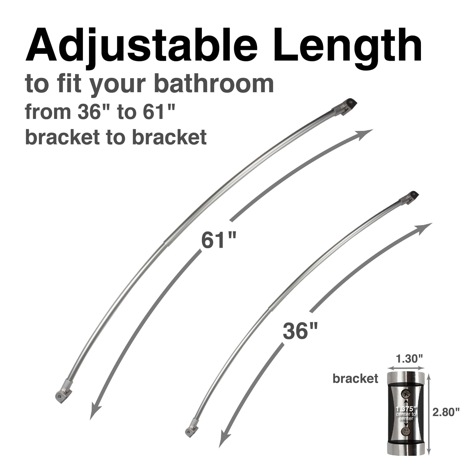 36 in. to 61 in. Curved Shower Rod (Brushed Nickel Finish)