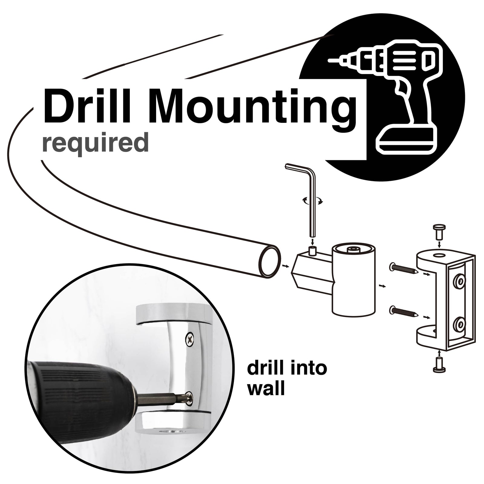 36 in. to 61 in. Curved Shower Rod (Chrome Finish)