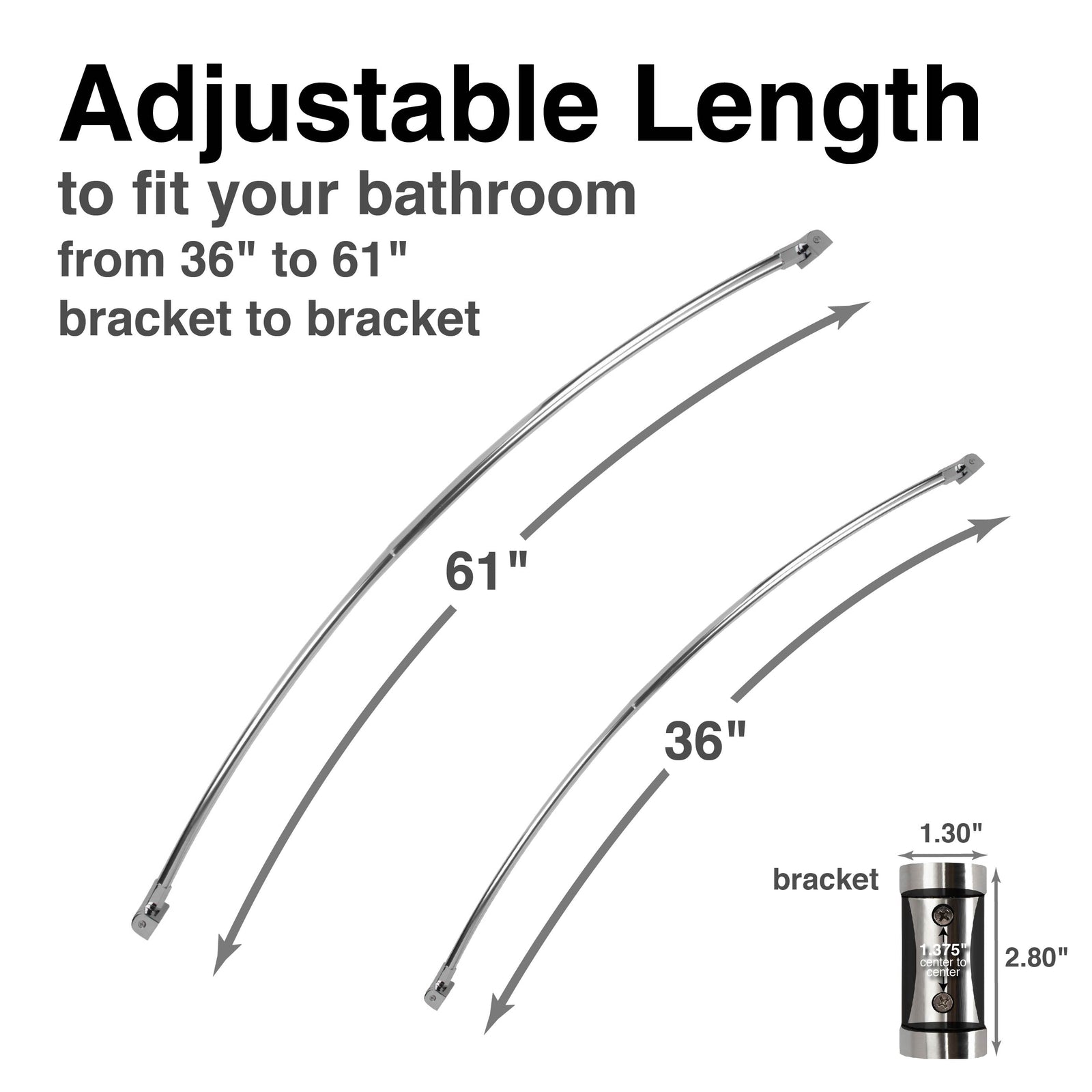 36 in. to 61 in. Curved Shower Rod (Chrome Finish)