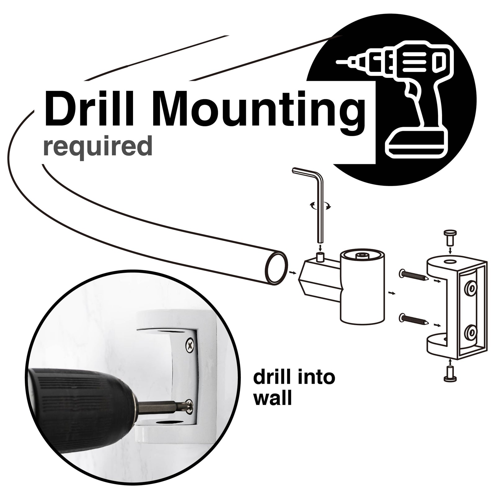36 in. to 61 in. Curved Shower Rod (White Finish)