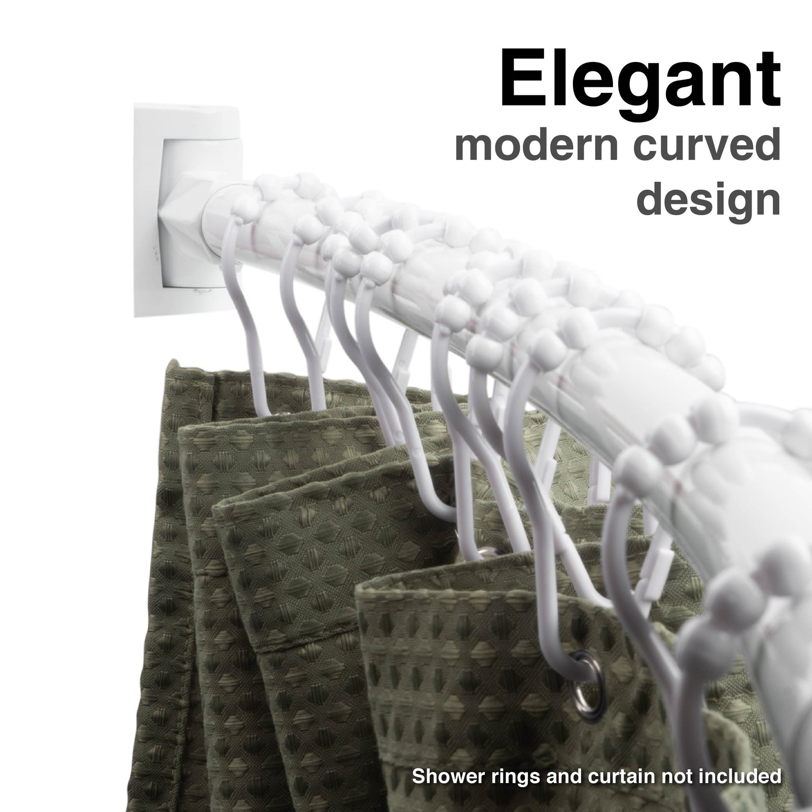 36 in. to 61 in. Curved Shower Rod (White Finish)