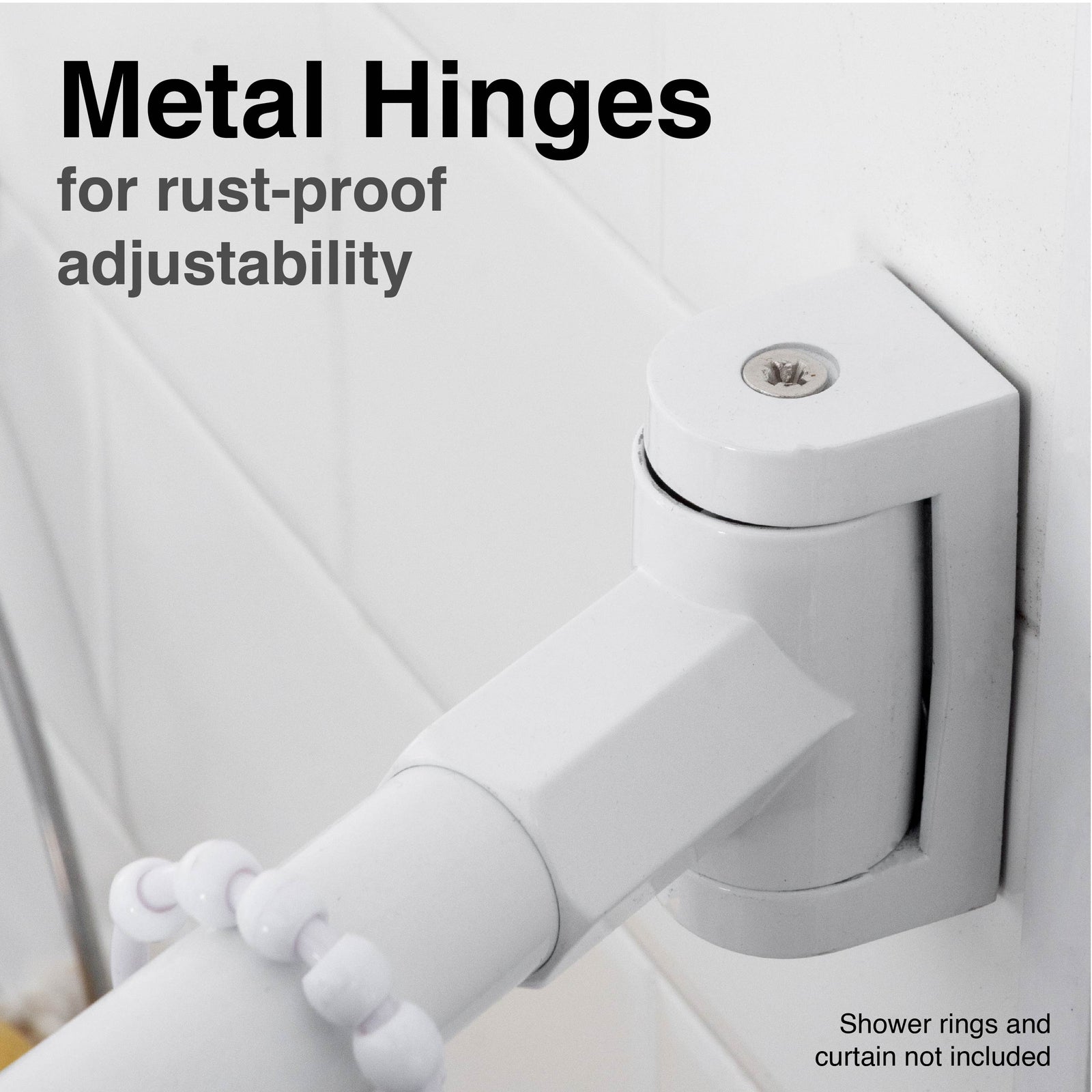 36 in. to 61 in. Curved Shower Rod (White Finish)