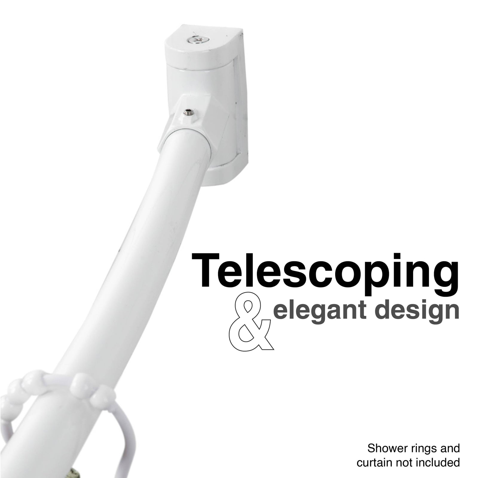 36 in. to 61 in. Curved Shower Rod (White Finish)