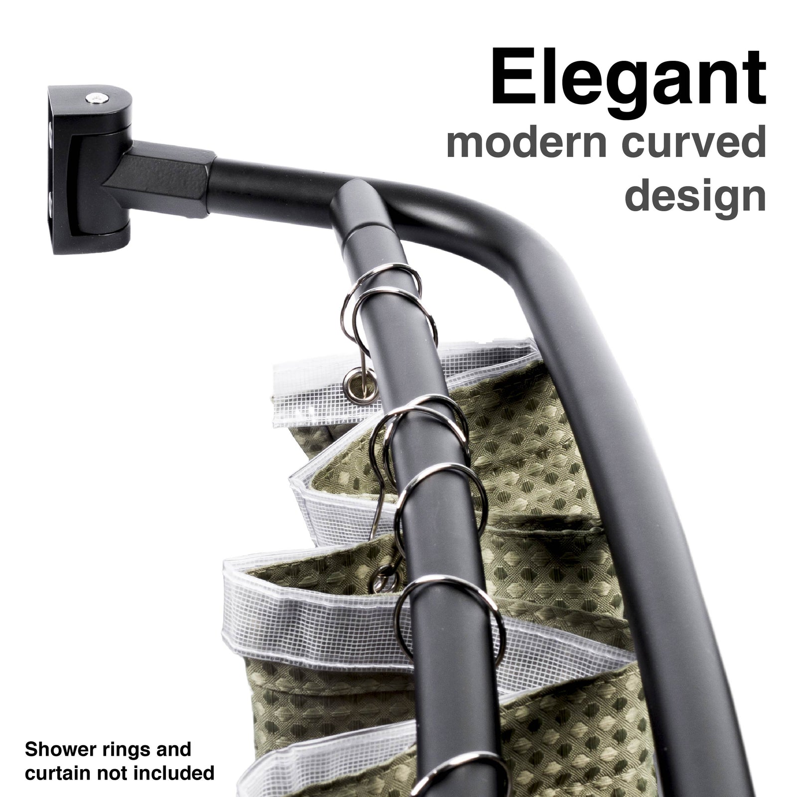 44 in. to 70 in. Double Curved Shower Rod (Matte Black Finish)