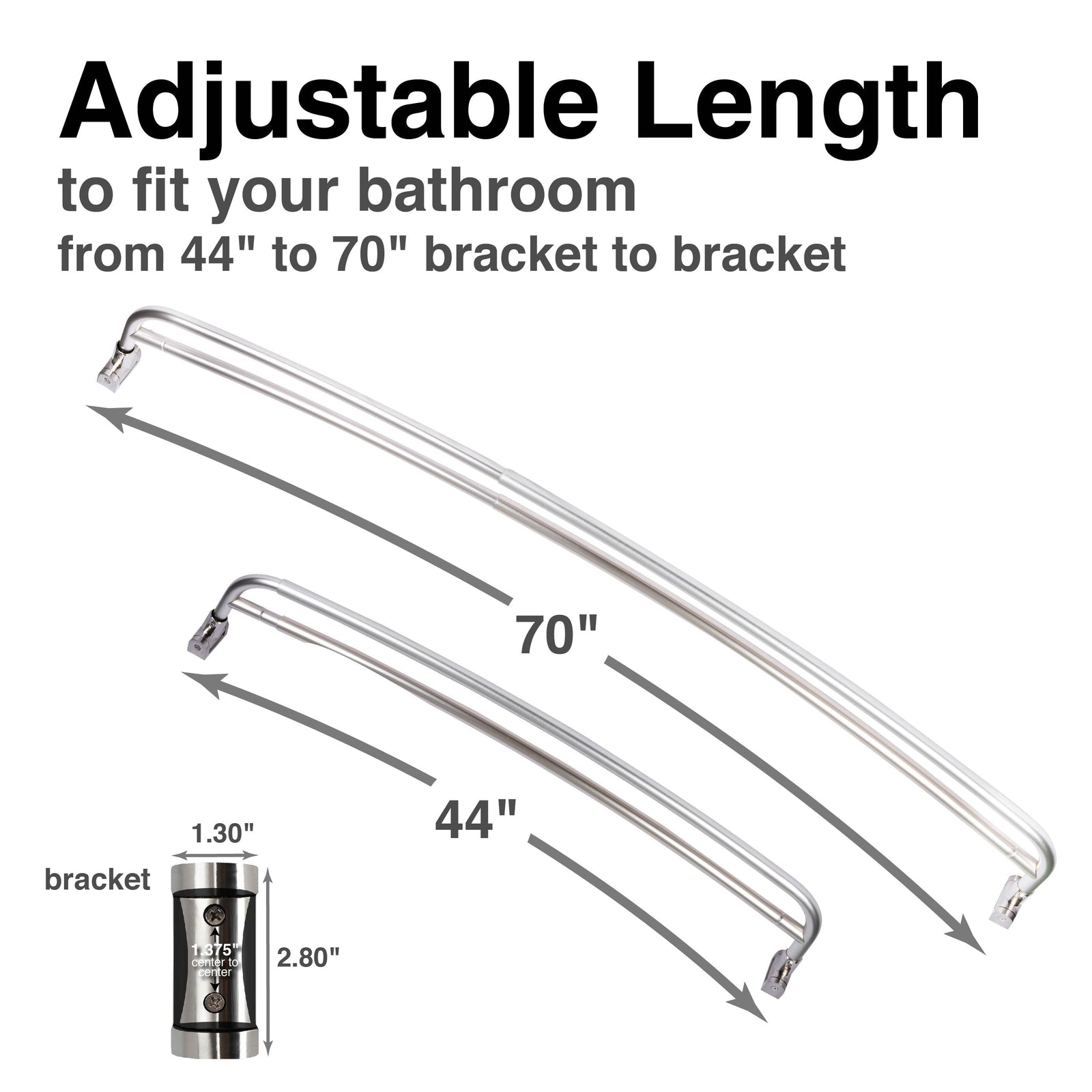 44 in. to 70 in. Double Curved Shower Rod (Brushed Nickel Finish)