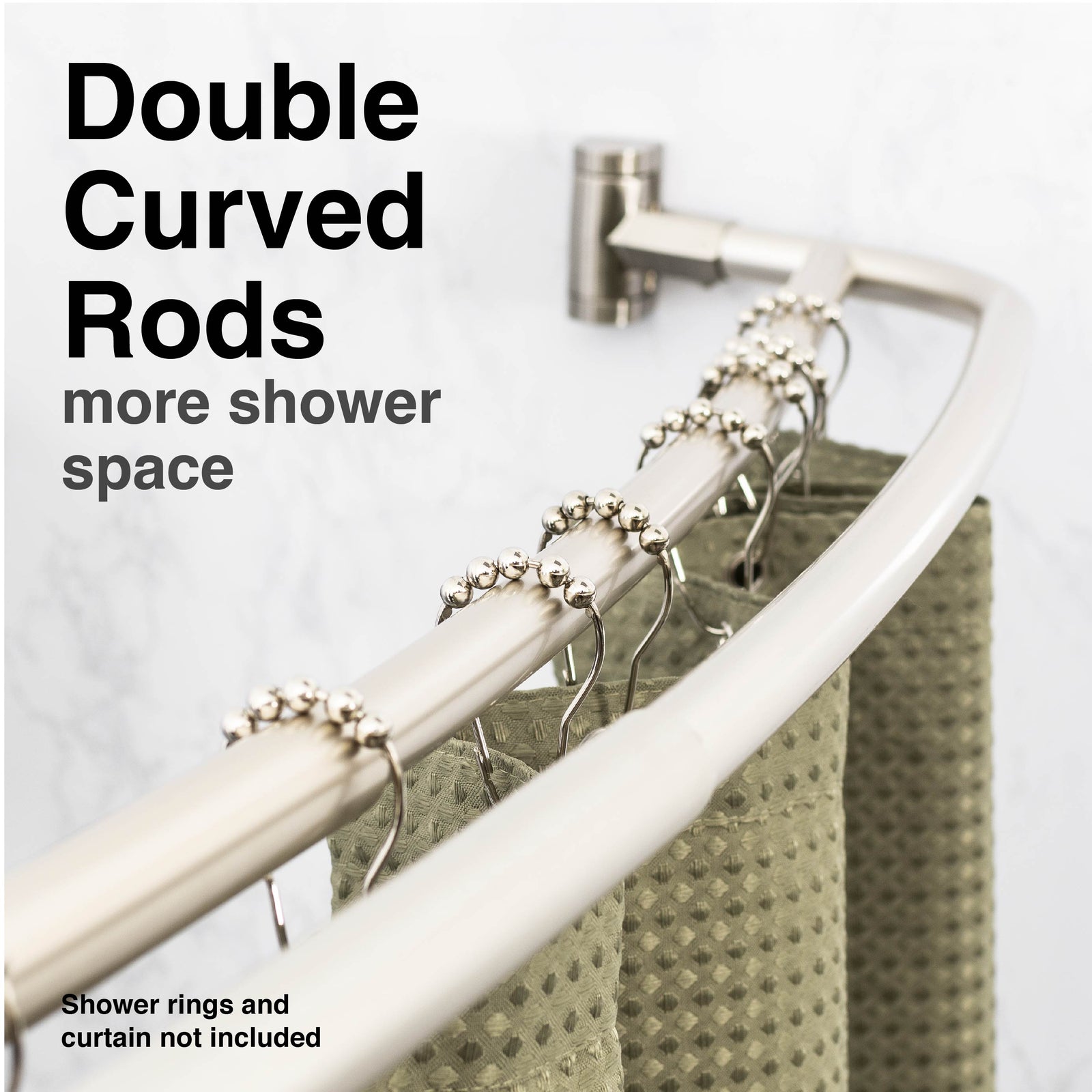 44 in. to 70 in. Double Curved Shower Rod (Brushed Nickel Finish)
