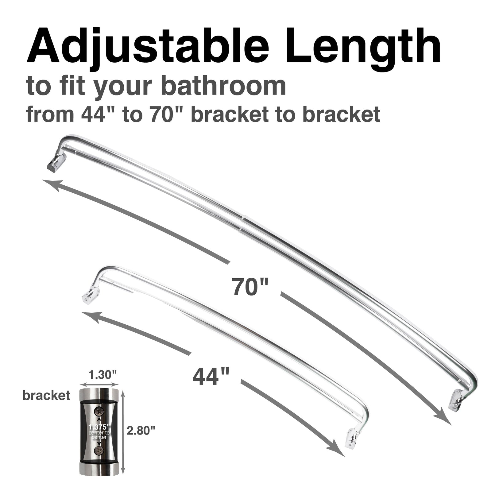 44 in. to 70 in. Double Curved Shower Rod (Chrome Finish)