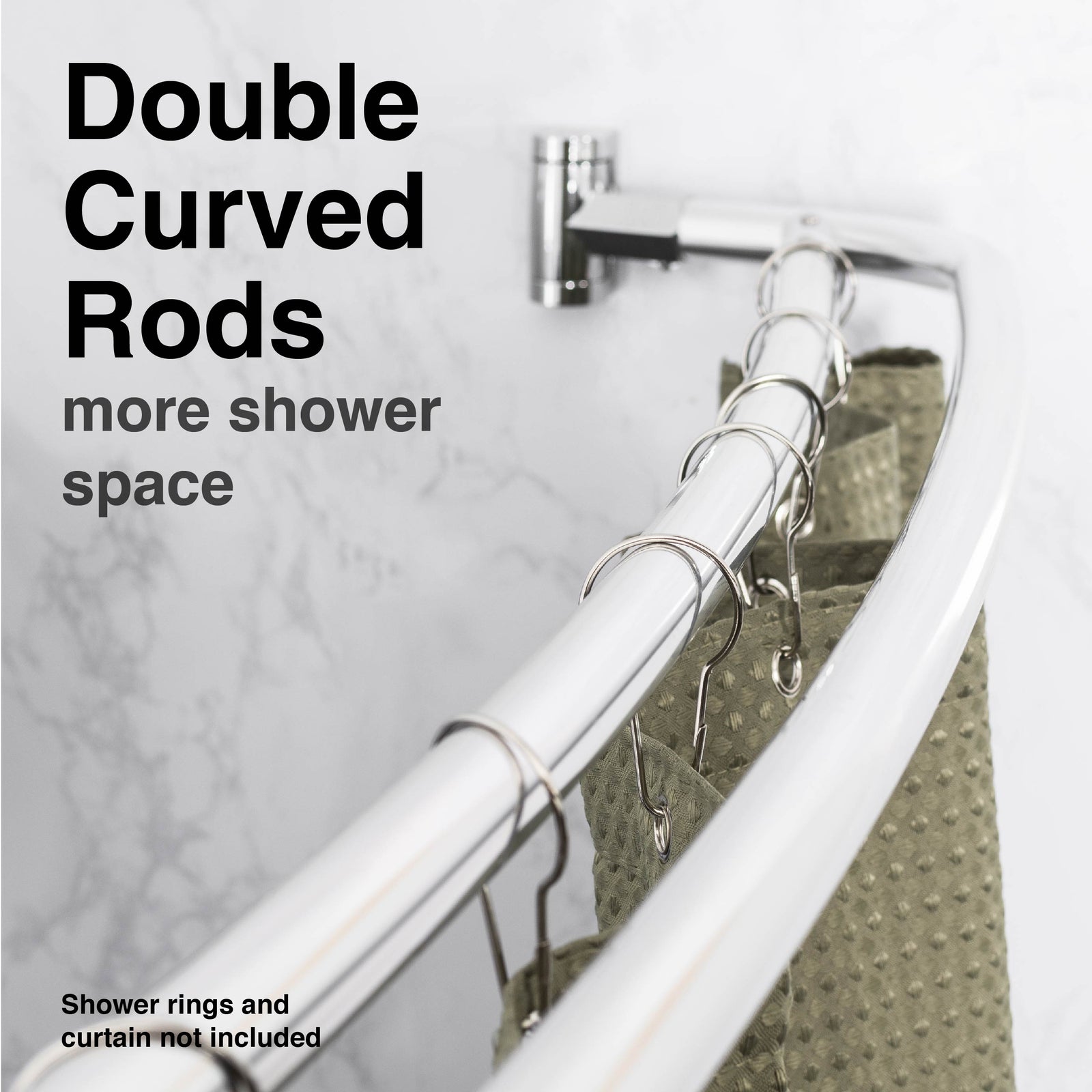 44 in. to 70 in. Double Curved Shower Rod (Chrome Finish)