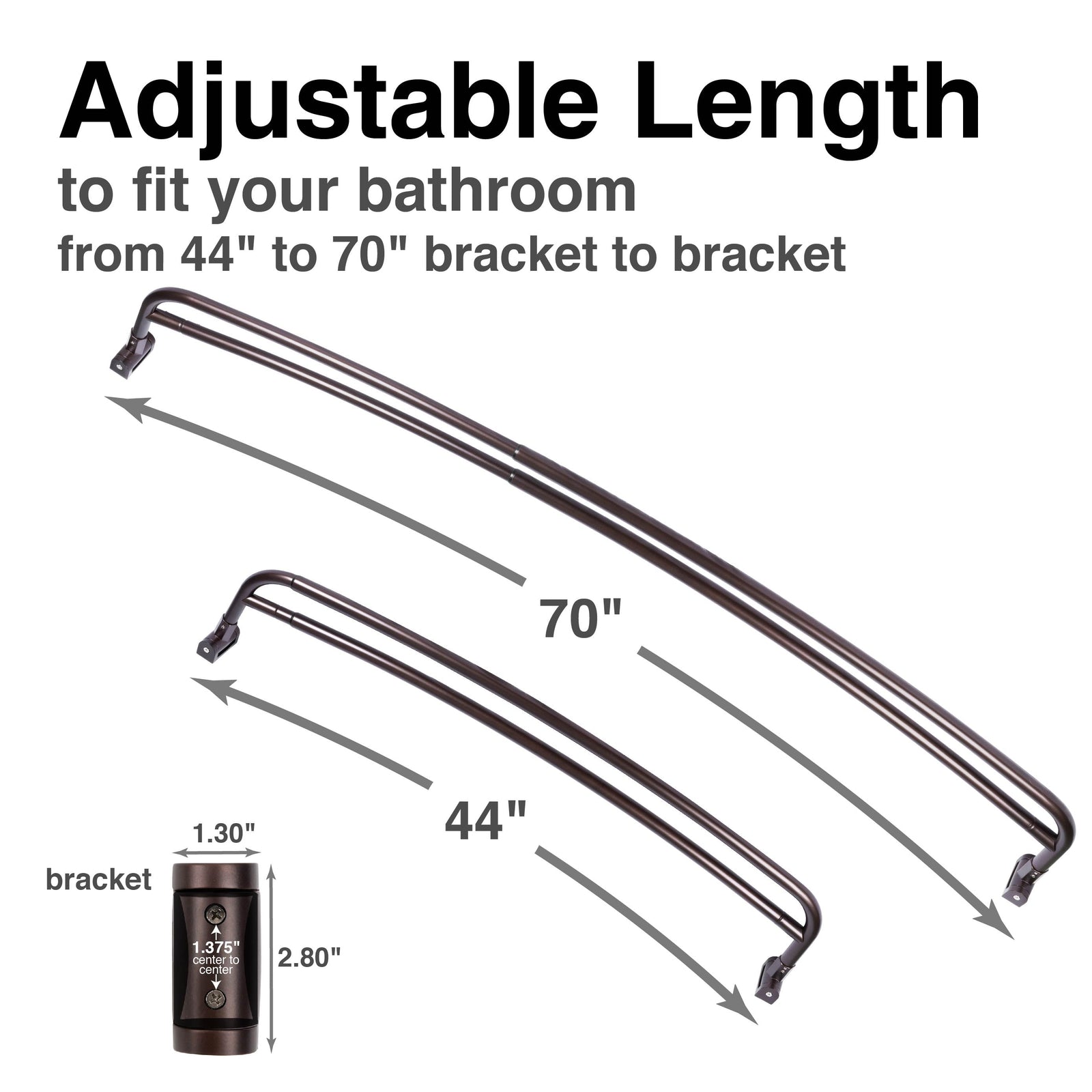 44 in. to 70 in. Double Curved Shower Rod (Oil-Rubbed Bronze Finish)