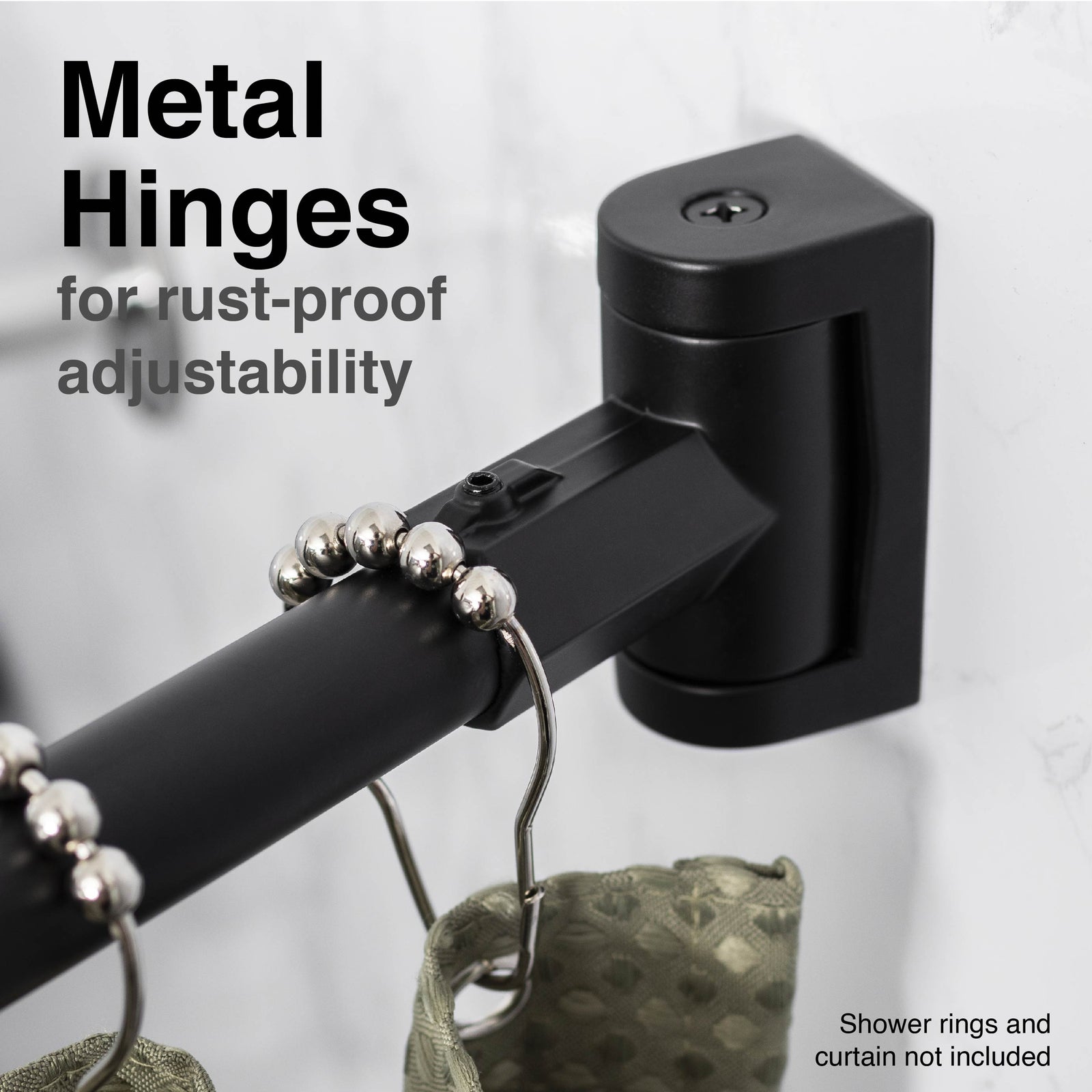 36 in. to 61 in. Curved Shower Rod (Black Finish)