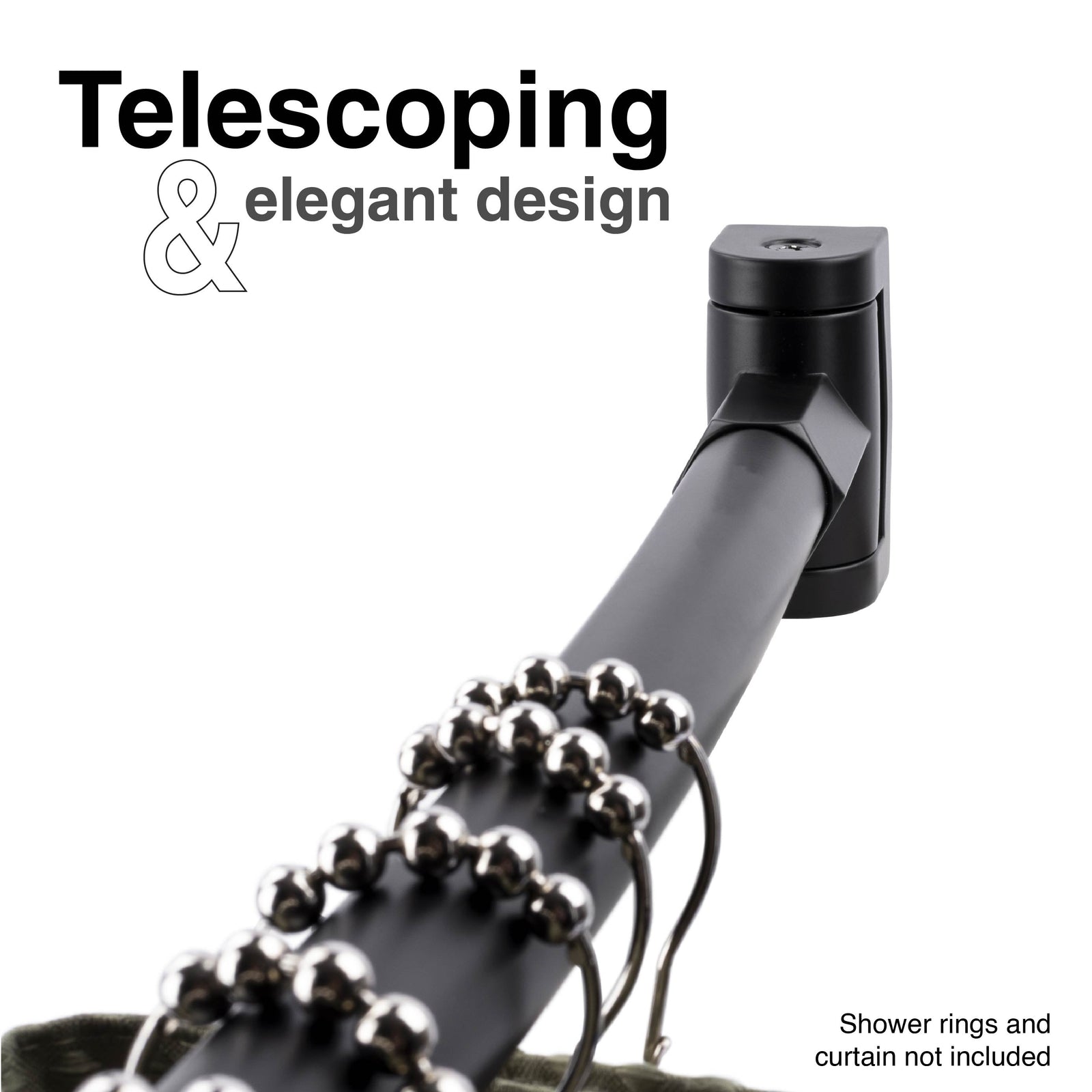 36 in. to 61 in. Curved Shower Rod (Black Finish)