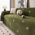 Chenille Camellia Floral Sofa Throw Cover Couch Blanket with Striped Jacquard