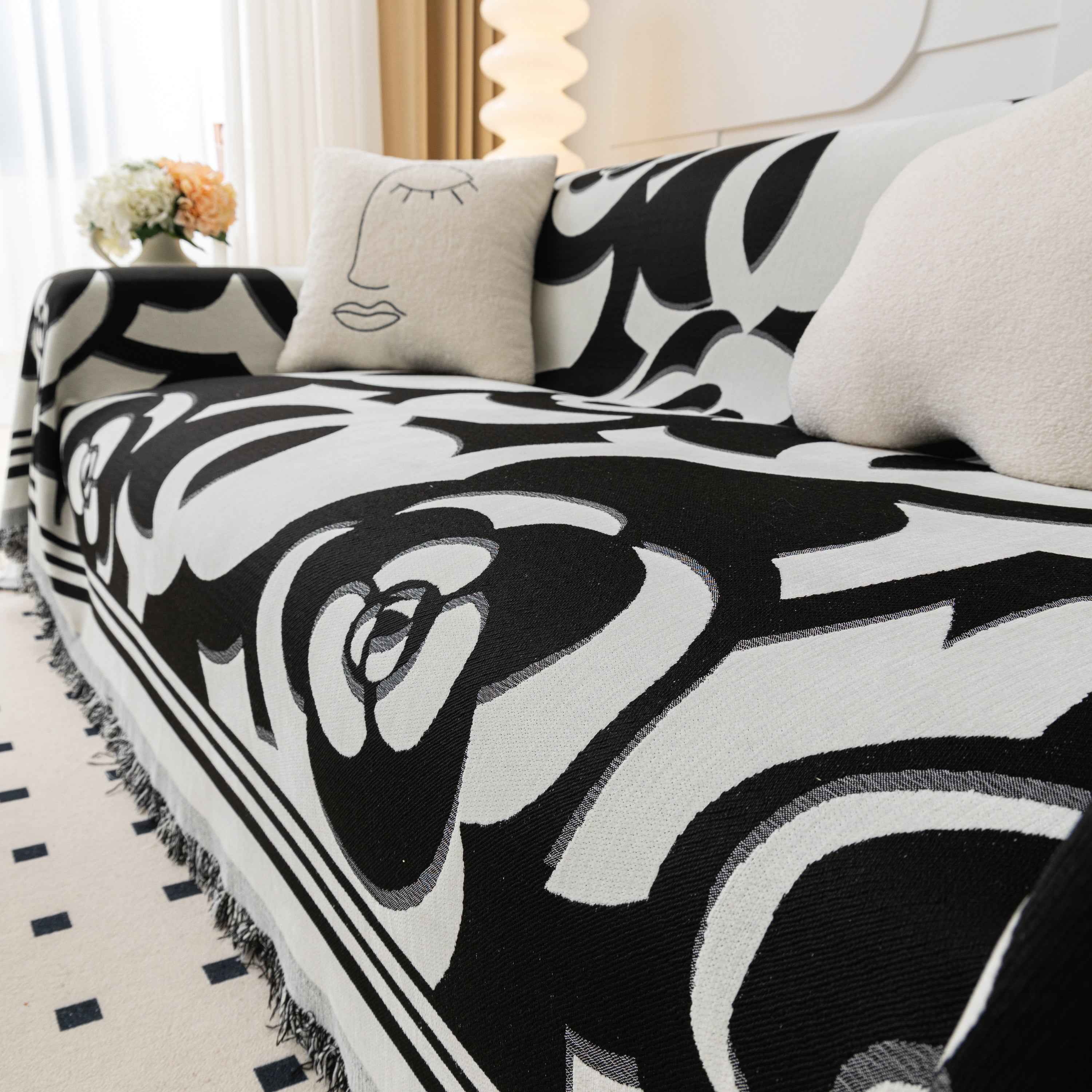 Chenille Sofa Cover Blanket, Couch Cover Blanket Throws for Couches Living Room Furniture Throw Covers
