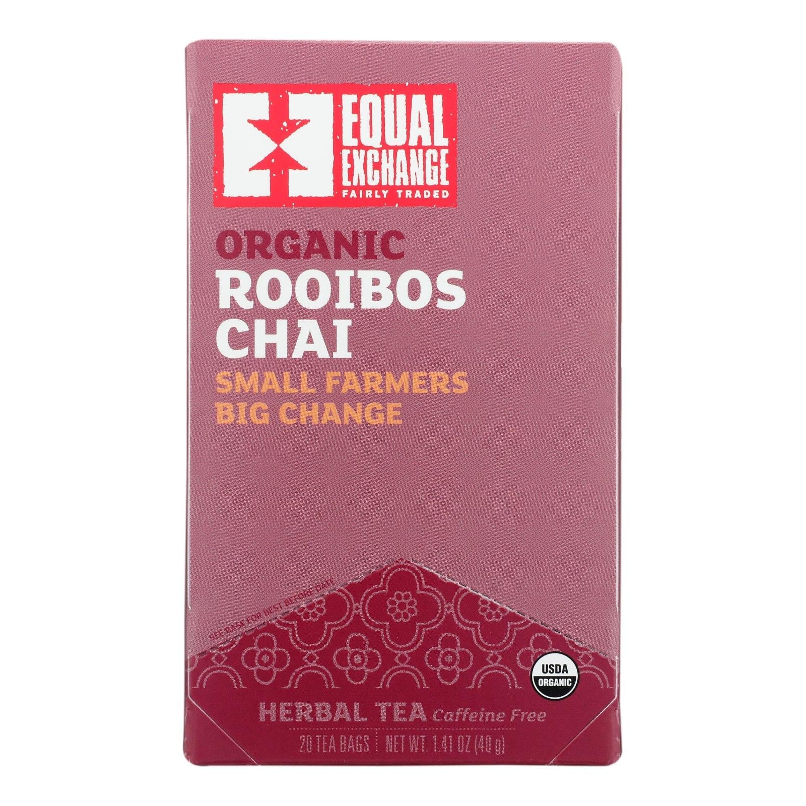 Equal Exchange Rooibos Chai Tea Blend - Pack of 6, 20 Tea Bags