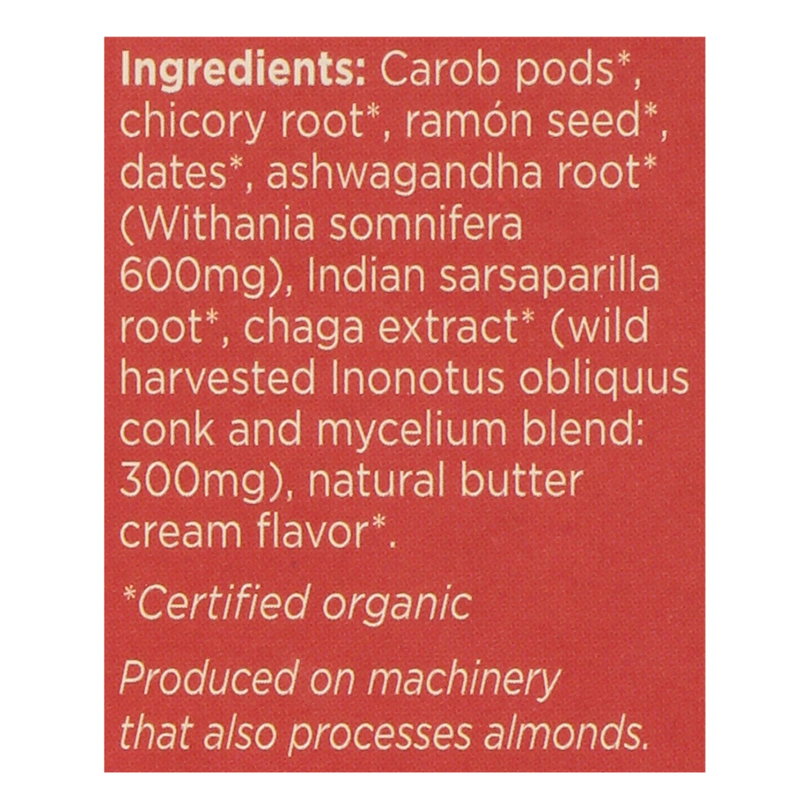 Teeccino Mush Tea Chaga Ashwagandha - Case of 60 Bags