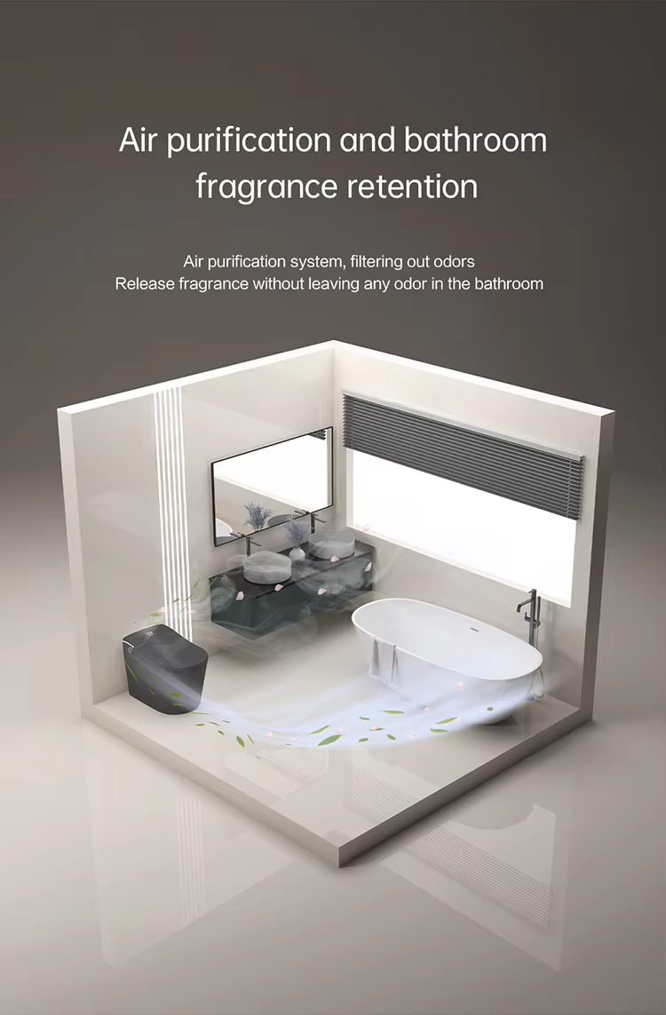 Experience Luxury and Convenience with our Matte Black Smart Toilet Bidet Elongated Seat - Unlimited Warm Water, Wand Cleaning, Remote Control