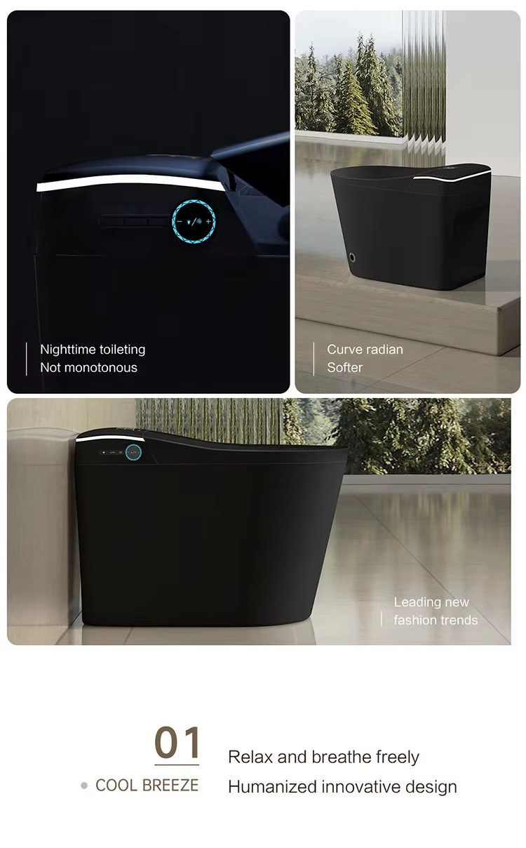 Experience Luxury and Convenience with our Matte Black Smart Toilet Bidet Elongated Seat - Unlimited Warm Water, Wand Cleaning, Remote Control