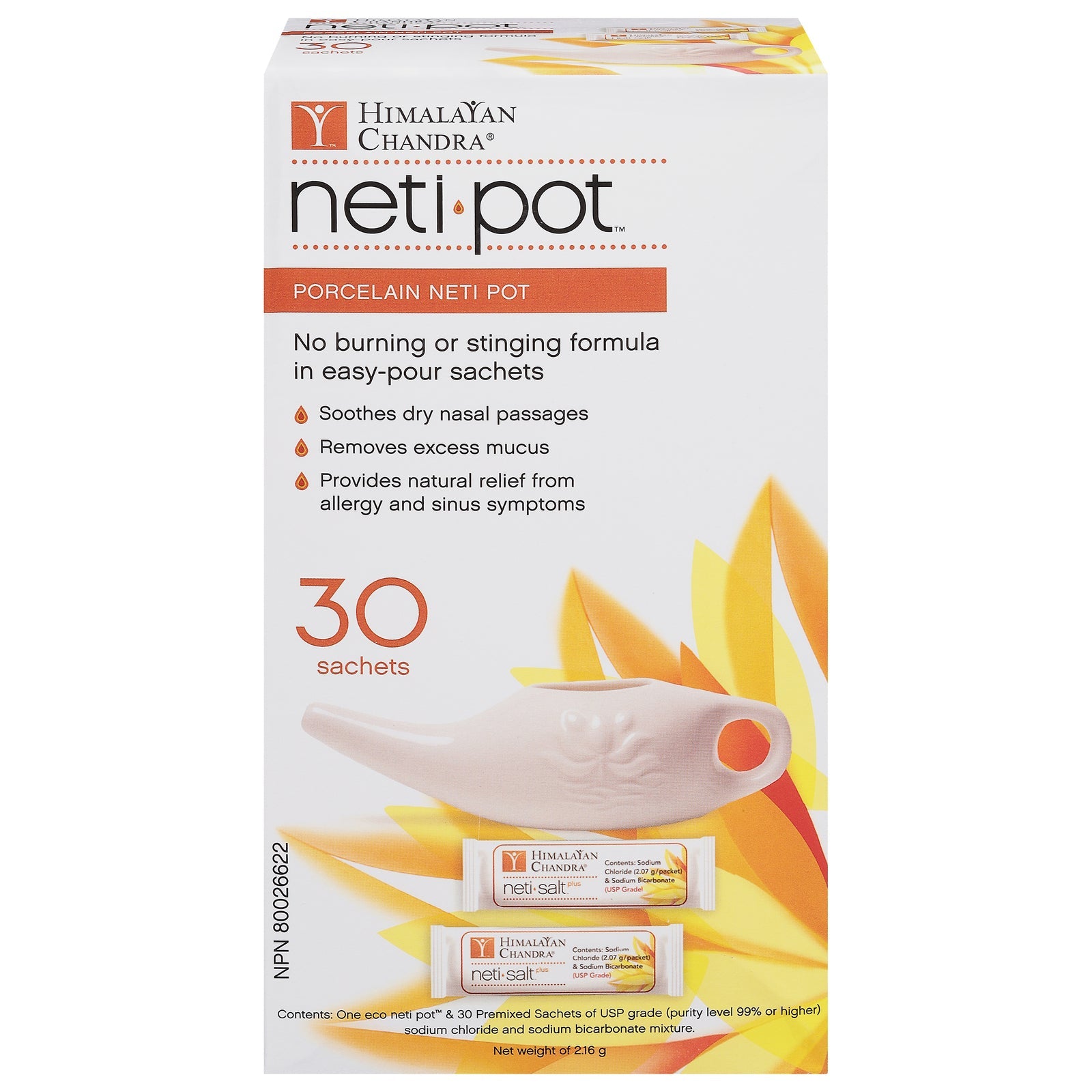 Himalayan Chandra Porcelain Neti Pot with 30 Sachets
