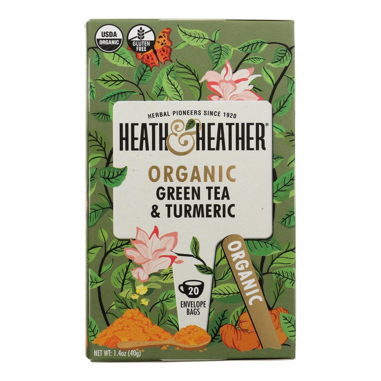 Heath & Heather Green Turmeric Tea - Case of 6 (20 Count)