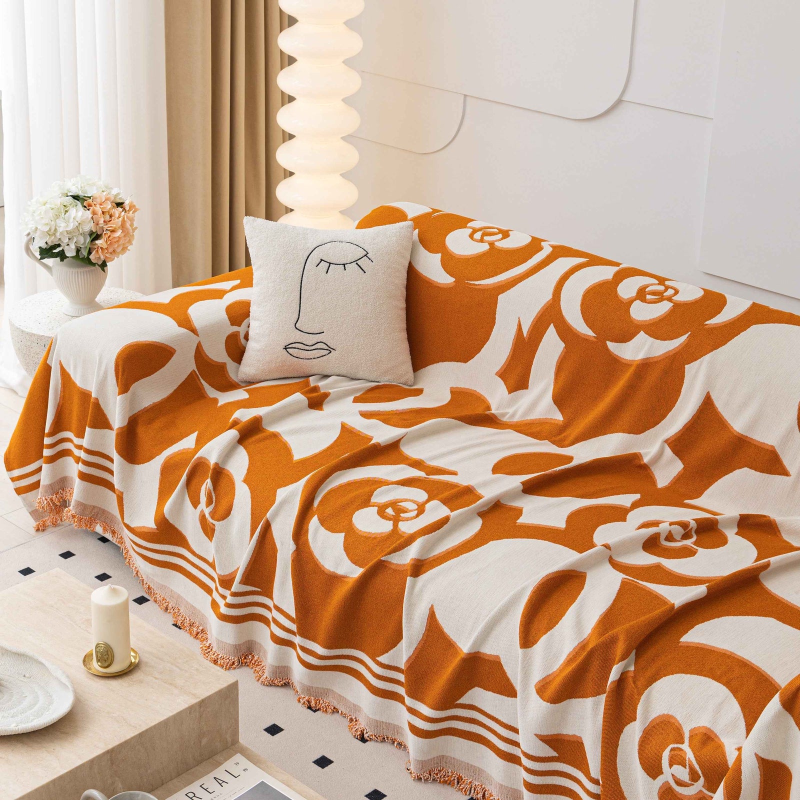 Chenille Sofa Cover Blanket, Couch Cover Blanket Throws for Couches Living Room Furniture Throw Covers