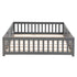 Solid Floor Bed With Door And Fence For Children