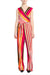 Emma & Michele V-Neck Mock Wrap Top Tie Waist Stripe Print ITY Jumpsuit