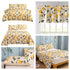 DaDa Bedding Yellow Fleur Golden Orange Botanical Ivory Duvet Cover & Fitted Flat Bed Sheets Set w/ Pillow Cases Window Valances (18112)