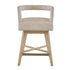 Design Swivel Counter Stool With Low Back Support Polyester And Solid Wood - Cream