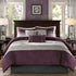 7 Pc Pieced Faux Suede Comforter Set Purple California King