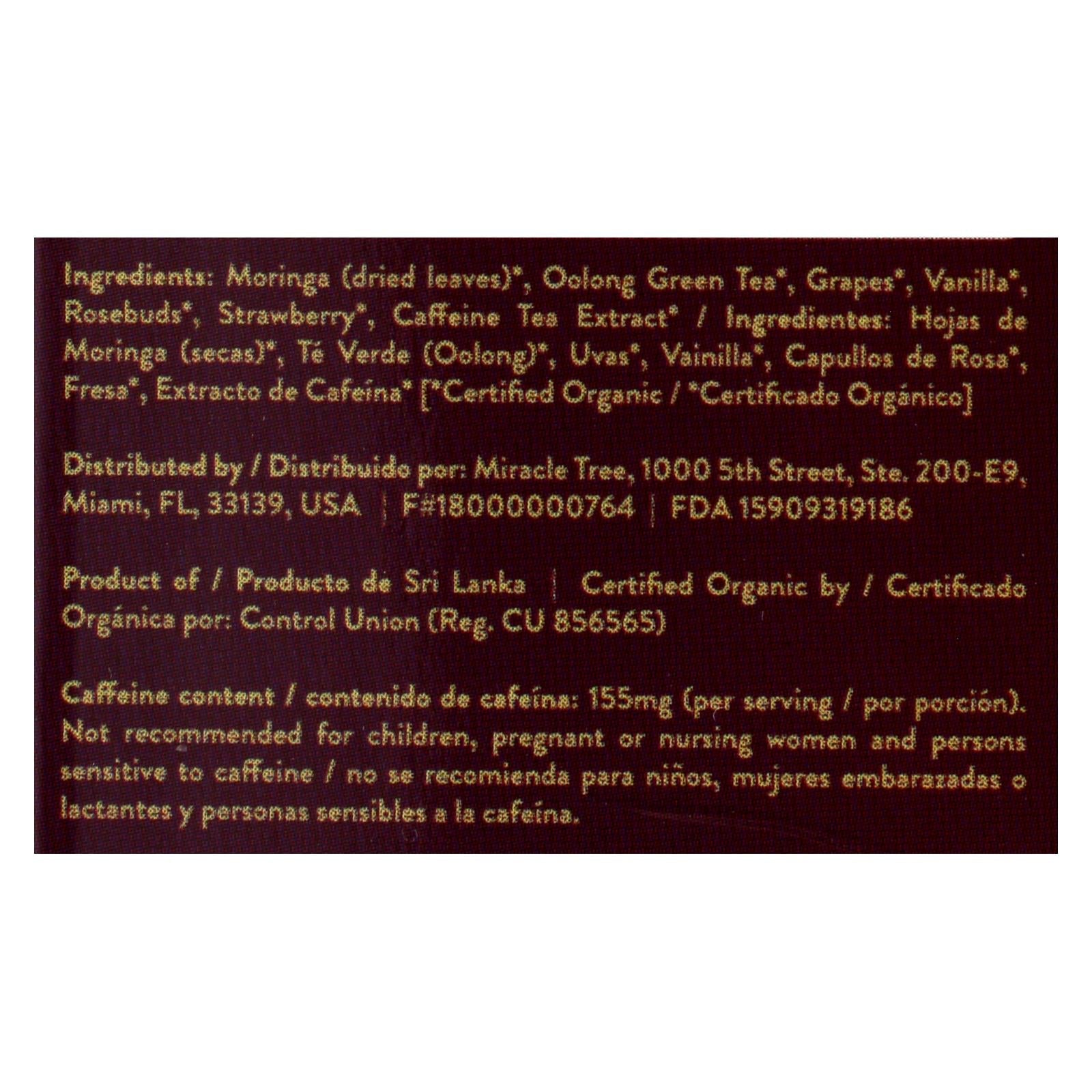 Moringa Grape Vanilla Miracle Tree Tea - Pack of 16 Ct | 5 Count Case