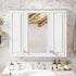 Wall Mounted Mirror Cabinet With 5 Adjustable Shelves, Rectangular Storage For Bathroom - White