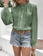 Miss Sparkling Swiss Dot Lace Frill Neck Top