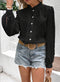 Miss Sparkling Swiss Dot Lace Frill Neck Top