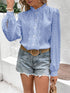 Miss Sparkling Swiss Dot Lace Frill Neck Top