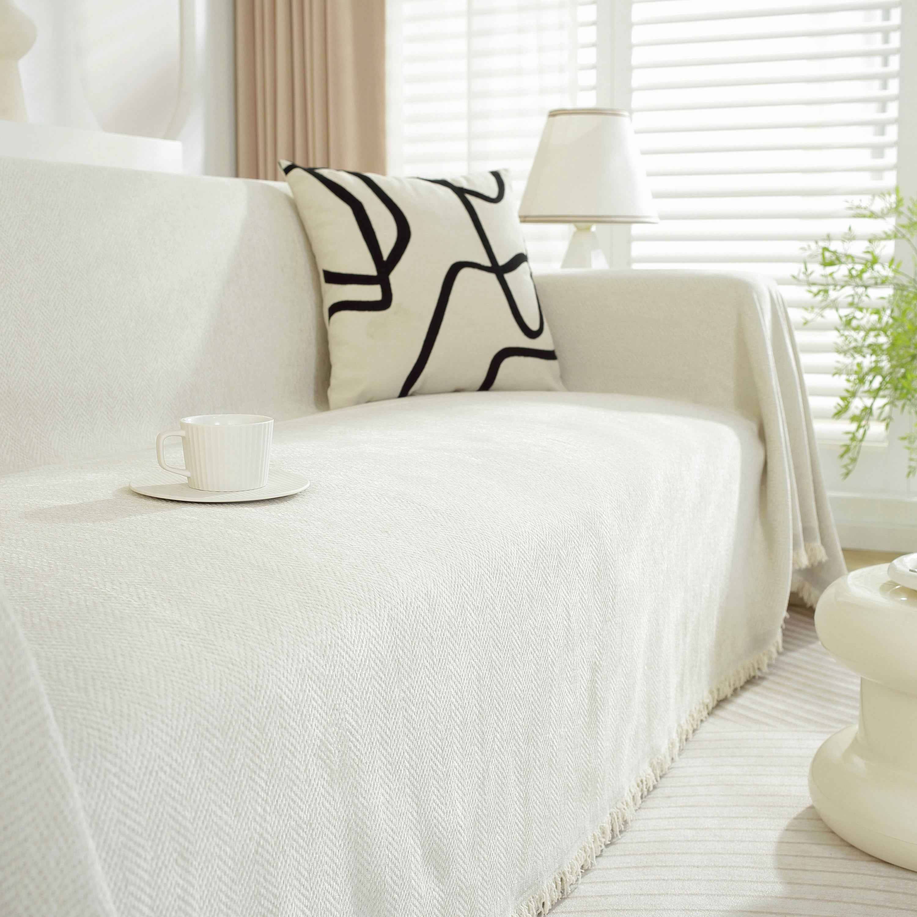 Chenille Herringbone Couch Protector Blanket, Stylish Throw Blankets for Couch and Couch Throw Cover