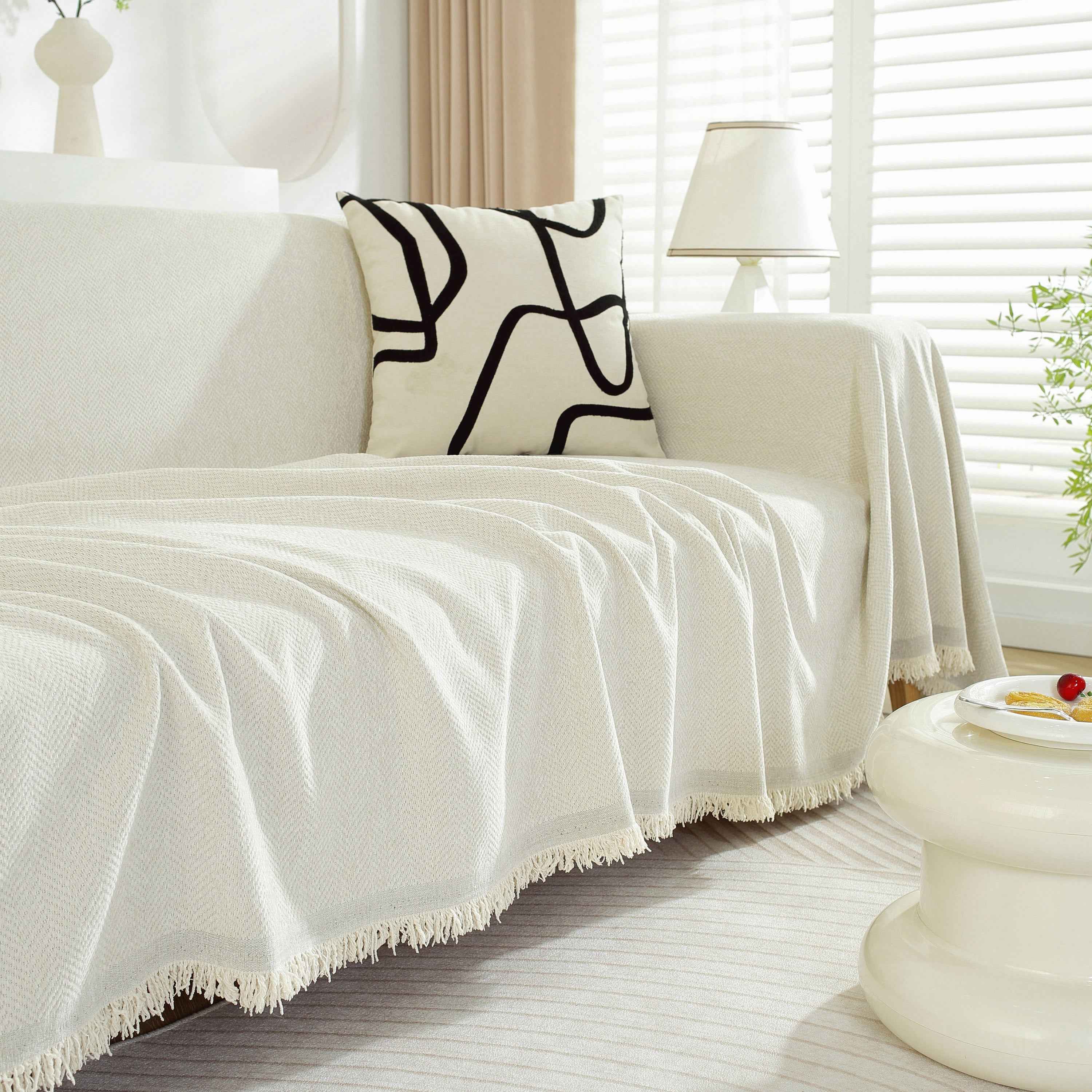 Chenille Herringbone Couch Protector Blanket, Stylish Throw Blankets for Couch and Couch Throw Cover